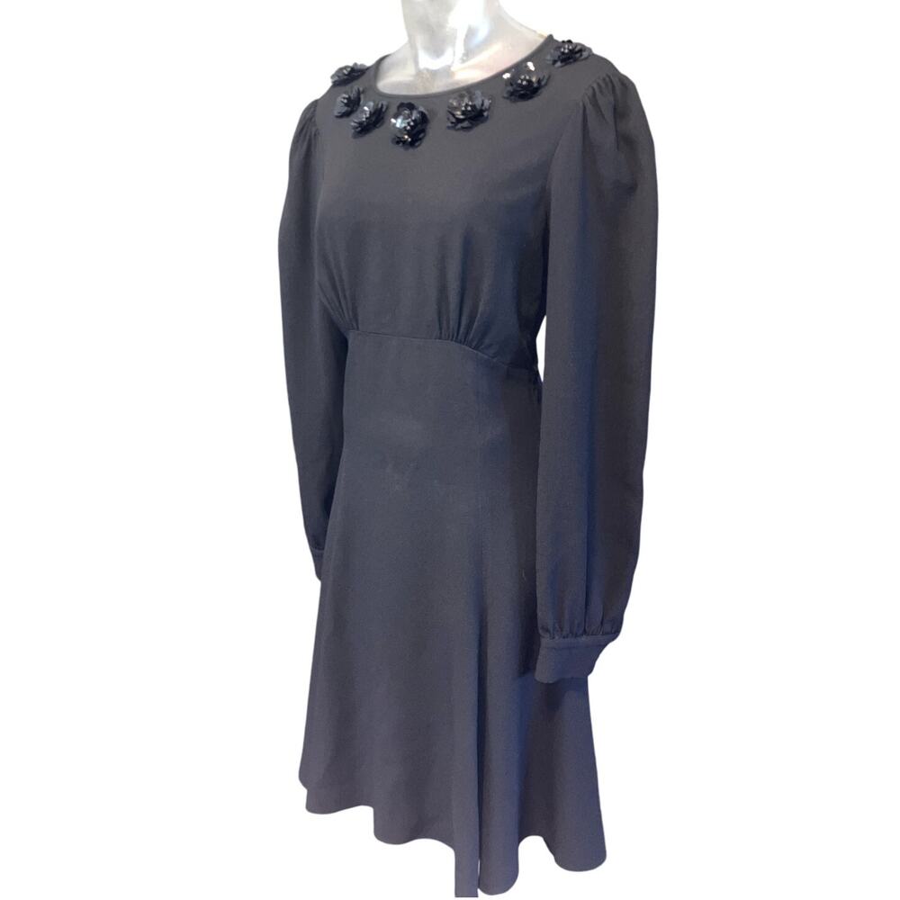 Vtg MICHAEL KORS COLLECTION Crepe Dress w Applique Black Size 2 ACADEMIA GOTH